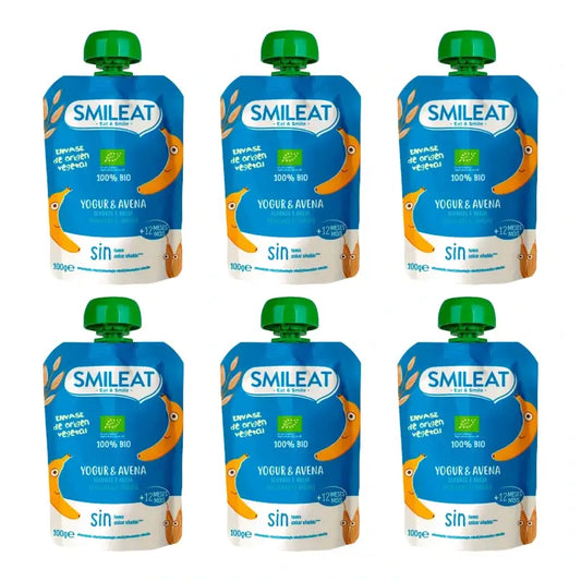 Smileat Pouch Yaourt et avoine 100 g, lot de 6