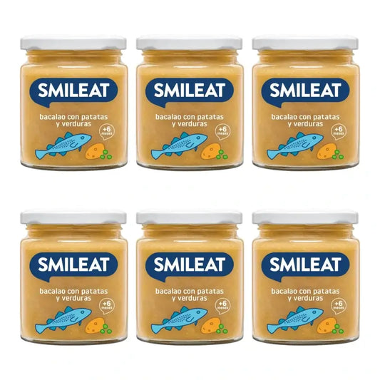 Smileat, petit pot de morue aux pommes de terre et aux légumes, 230 g, lot de 6