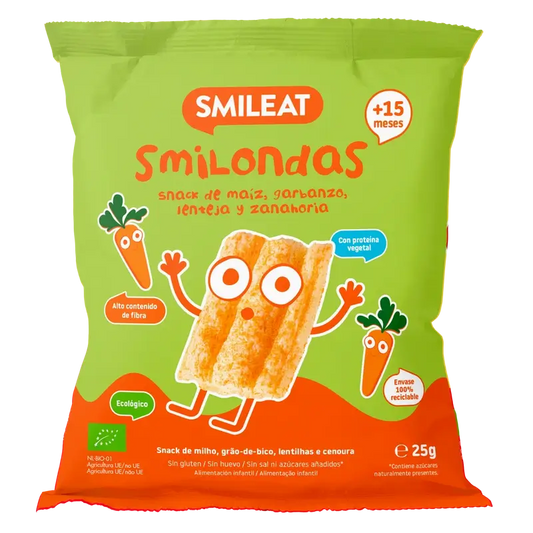 Smileat Smilondas Snack au maïs, légumes et carottes, 25 grammes