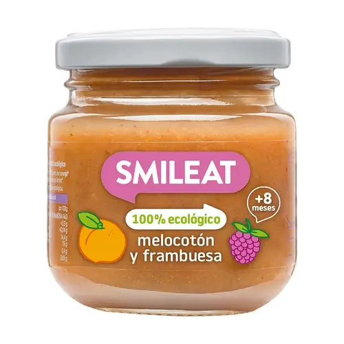 Smileat Bio Framboise & Pêche en petit pot, 130 g