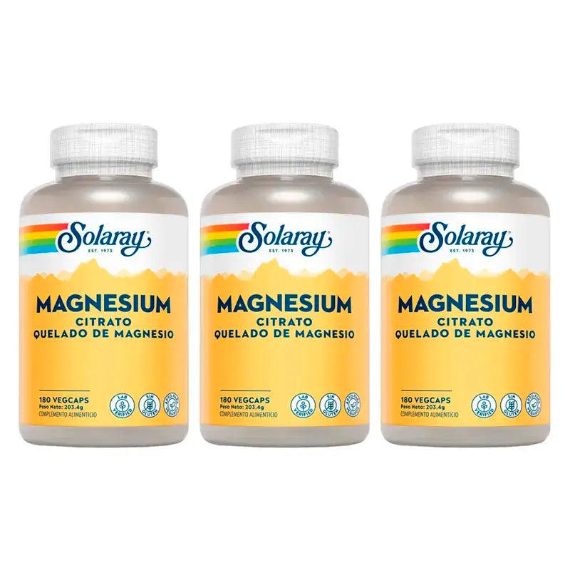 Solaray Citrate de Magnésium Pack 3 x 180 Capsules