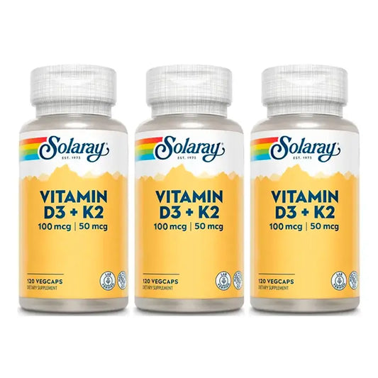 Solaray Vitamine D3 & K2 (Mk7) Pack 3 x 120 Capsules