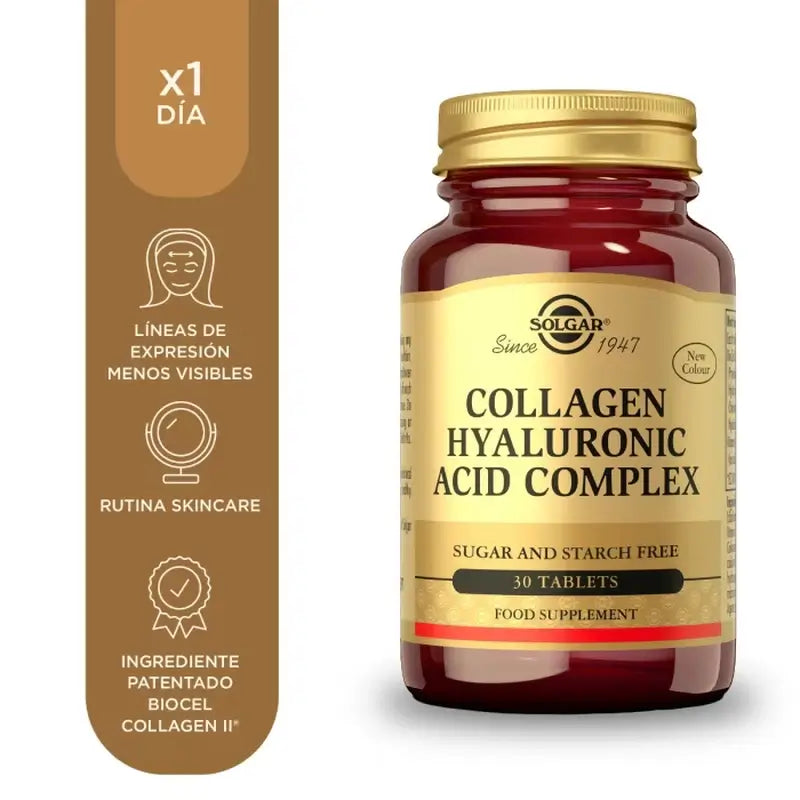 Solgar Hyaluronic Acid Complex With Collagen, 30 Comprimés