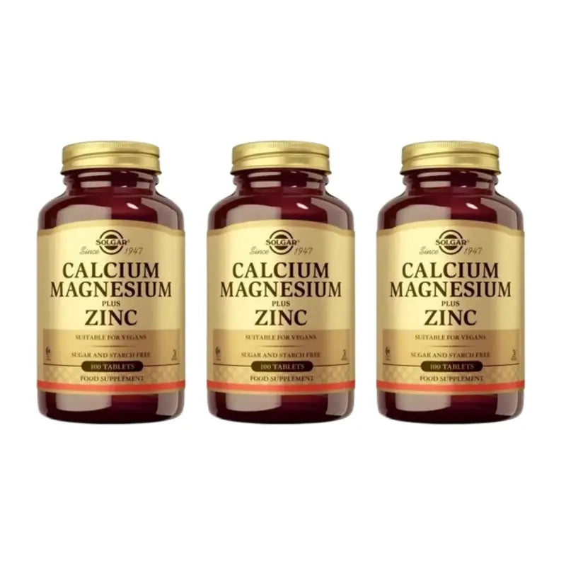 Solgar Calcium/Magnésium + Zinc Pack 3 x 100 comprimés végétariens