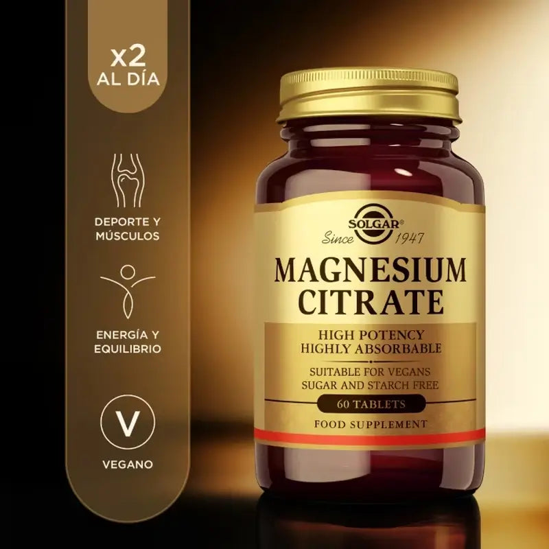 Solgar Citrate de Magnésium, 2x120 Comprimés