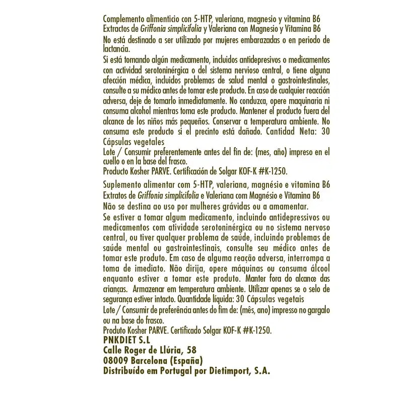 Solgar Griffonia 5 HTP Complex, 30 gélules