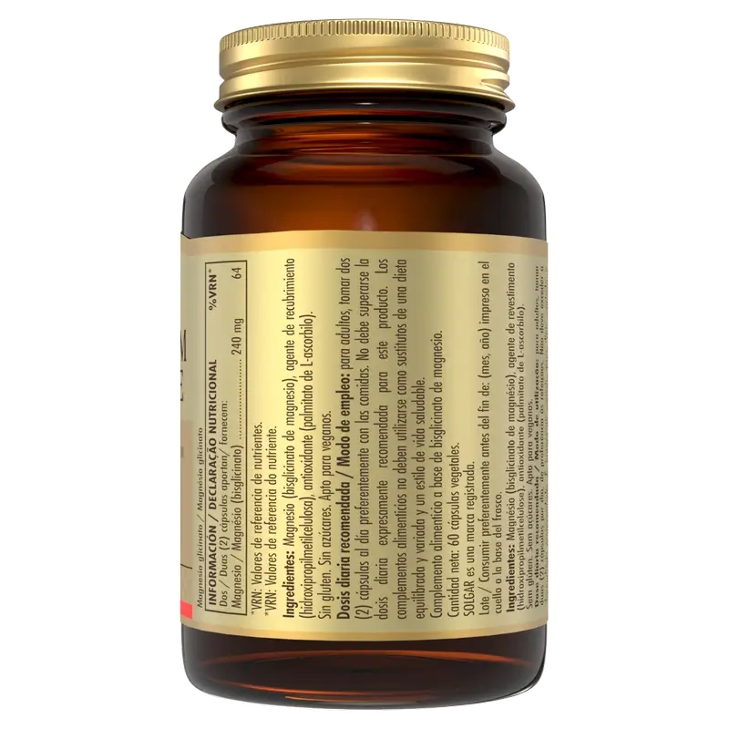 Solgar Magnesium Bisglycinate, 60 Capsules Végétales