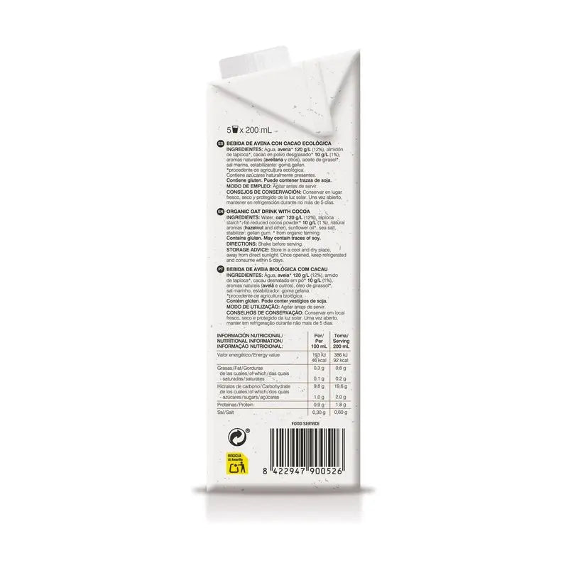 Soria Natural Boisson végétale à l'avoine et au cacao, 6 x 1 L