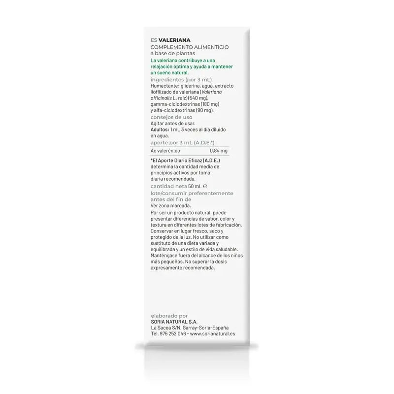 Soria Natural Extrait naturel de valériane, 50 ml
