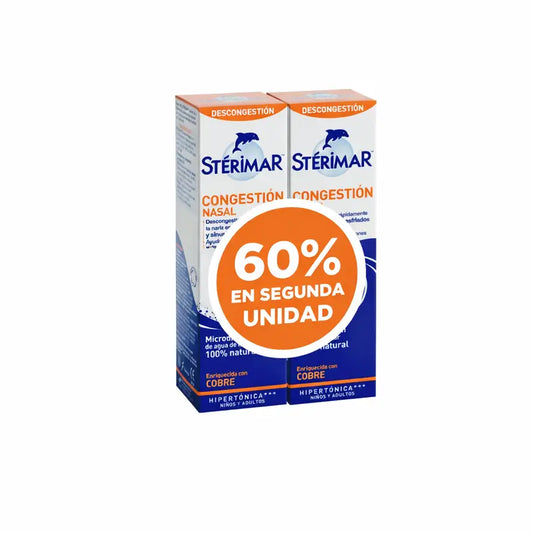 Sterimar Congestion, Pack 60 % gratuit sur la 2e unité, 100 + 100 ml