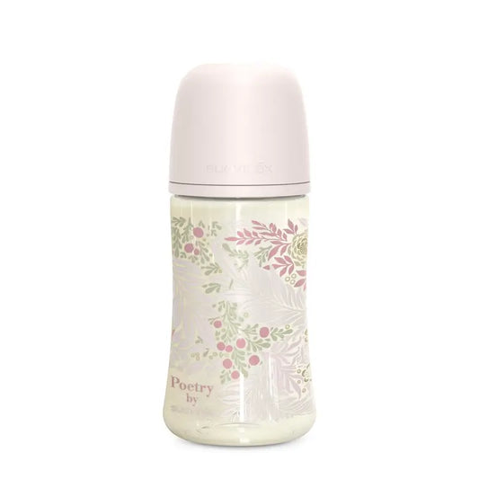 Suavinex Biberon 270 ml, débit moyen (M), +3 mois, Rose Poésie