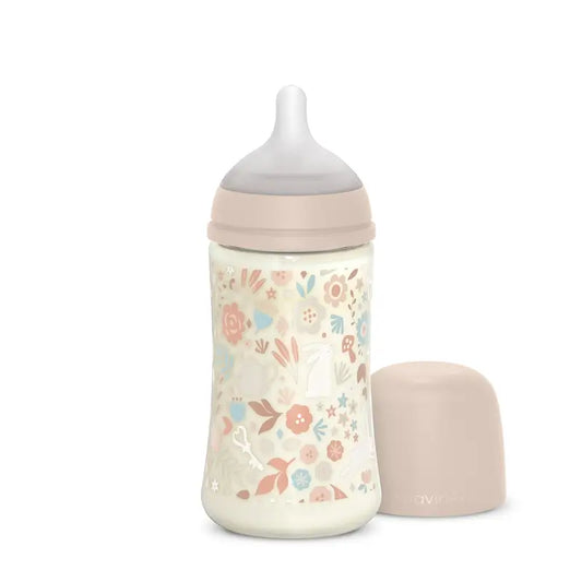 Biberon Suavinex 270 ml, débit moyen (M), +3 mois, Wonderland Flowers Pink