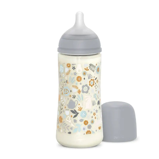 Suavinex Biberon 360 Ml, Dense Flow (L), +6 mois, Wonderland Flowers Blue