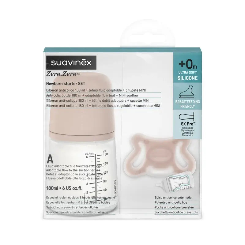 Suavinex Biberon anti-colique + sucette Zéro Zéro. Moyen
