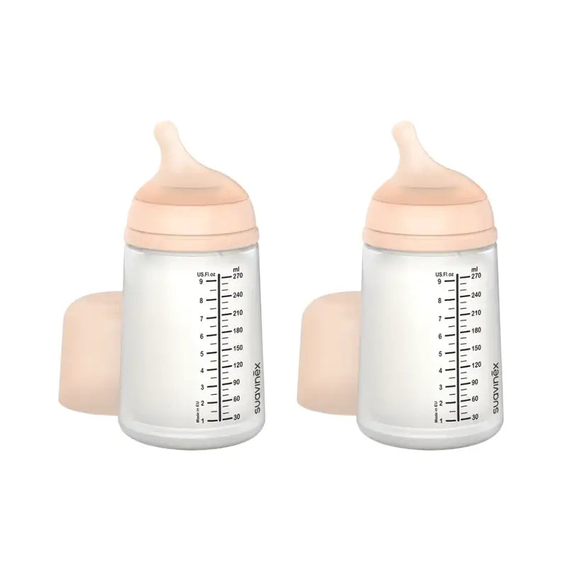 Suavinex Biberon Anti-colique Zero Zero 270 Ml, débit moyen (M), +3 mois, équitable, 2 unités