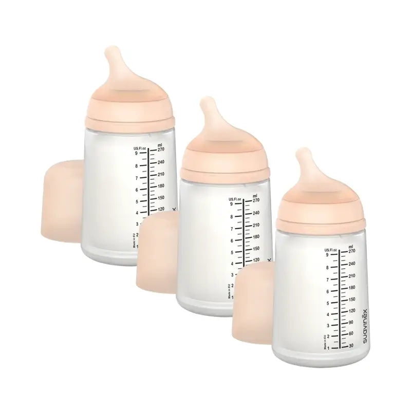 Suavinex Biberon Anti-colique Zero Zero 270 Ml, débit moyen (M), +3 mois, équitable, 3 unités