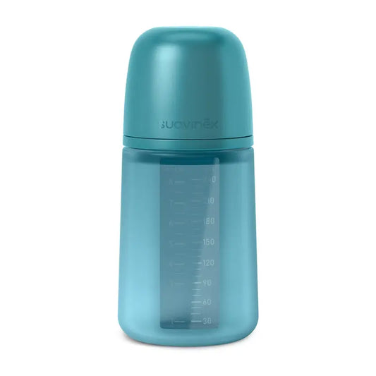Biberon en silicone Suavinex 240 ml, débit moyen (M), +3 mois, Deep Ocean