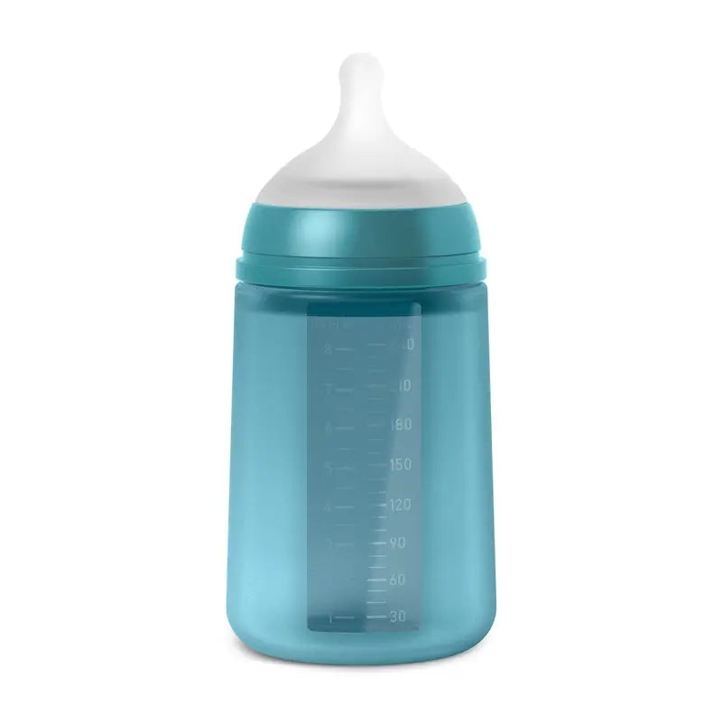 Biberon en silicone Suavinex 240 ml, débit moyen (M), +3 mois, Deep Ocean