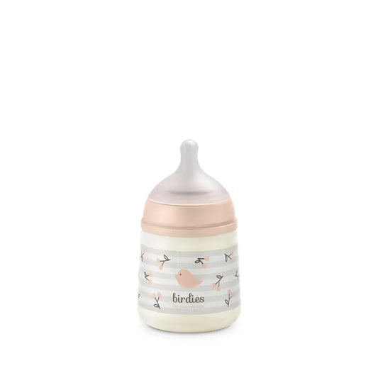 Suavinex Tétine pour biberon Sx Pro Slow Flow (S) +0 mois Birdies Pink, 150 ml
