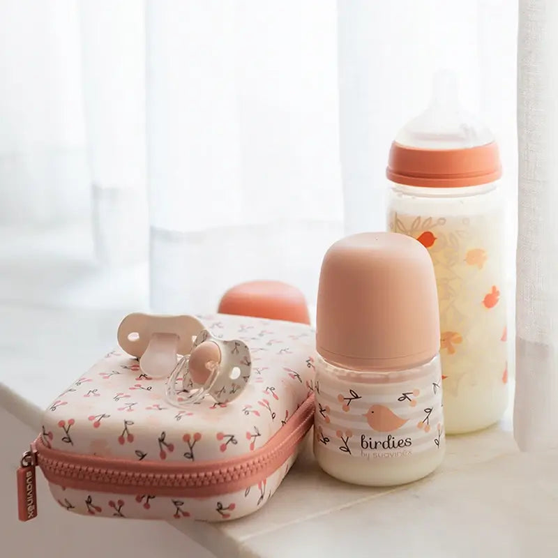 Suavinex Tétine pour biberon Sx Pro Slow Flow (S) +0 mois Birdies Pink, 150 ml