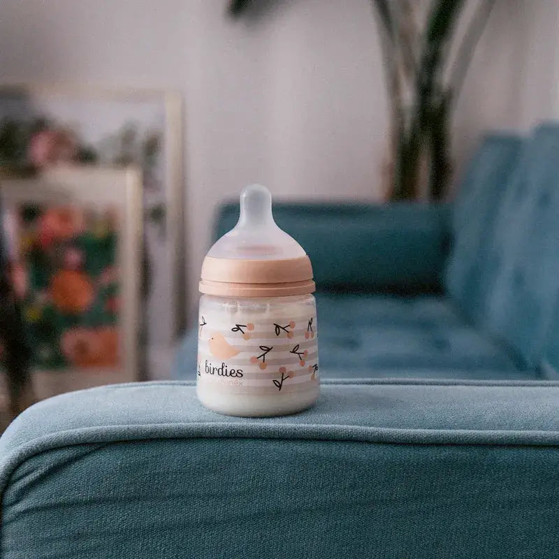 Suavinex Tétine pour biberon Sx Pro Slow Flow (S) +0 mois Birdies Pink, 150 ml