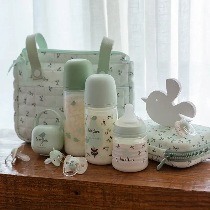 Suavinex Tétine pour biberon Sx Pro Slow Flow (S) +0 mois Birdies Green, 150 ml