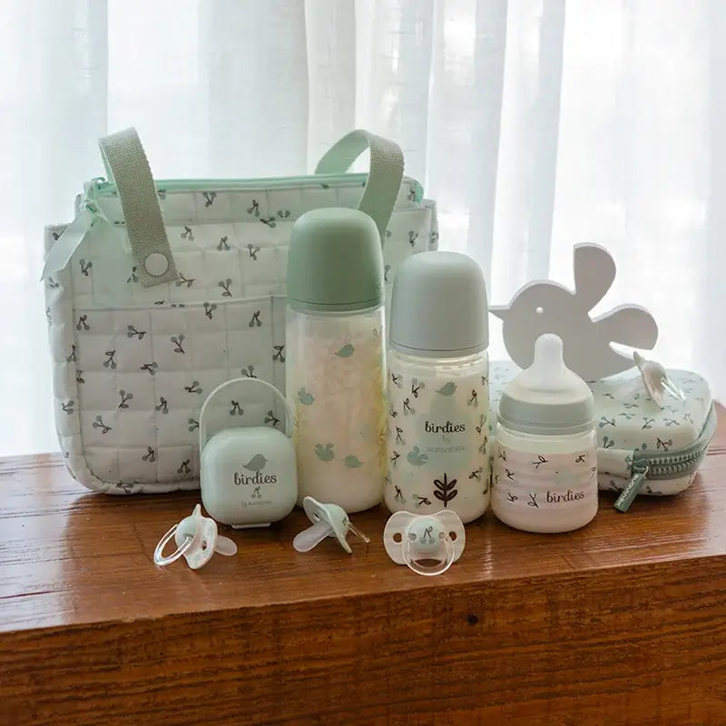 Suavinex Tétine pour biberon Sx Pro Medium Flow (M) +3 mois Birdies Green, 270 ml