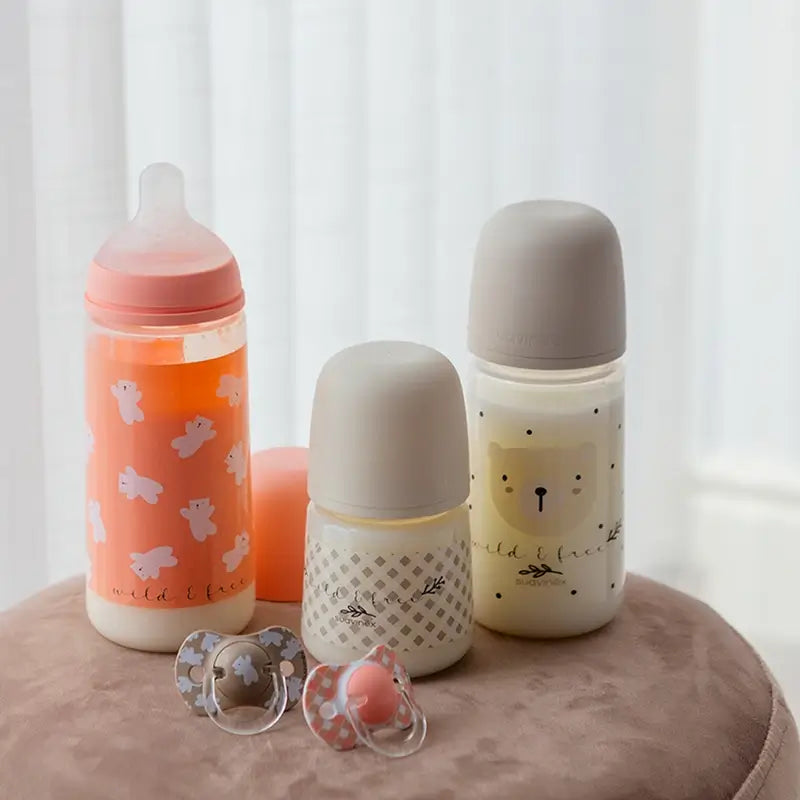 Suavinex Tétine pour biberon Sx Pro Medium Flow (M) +3 Mois Wild&Free Beige, 270 ml