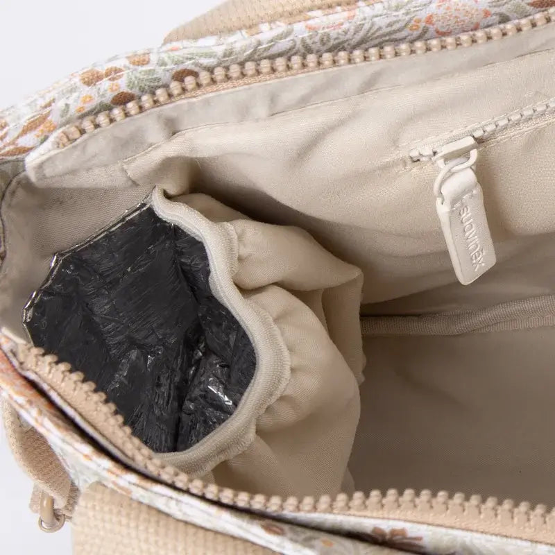 Suavinex Panier à pain rectangulaire Poetry Beige imprimé Sac de portage pour bébé