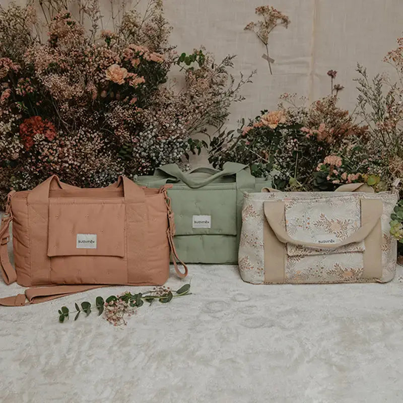 Suavinex Panier à pain rectangulaire Poetry Beige imprimé Sac de portage pour bébé