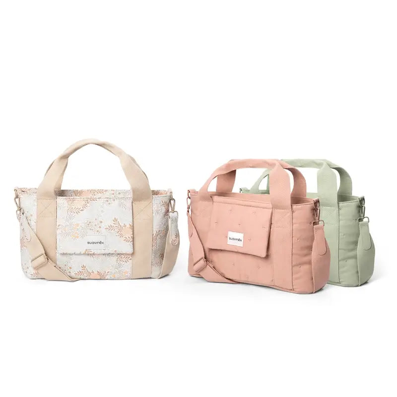 Suavinex Panier à pain rectangulaire Poetry Beige imprimé Sac de portage pour bébé