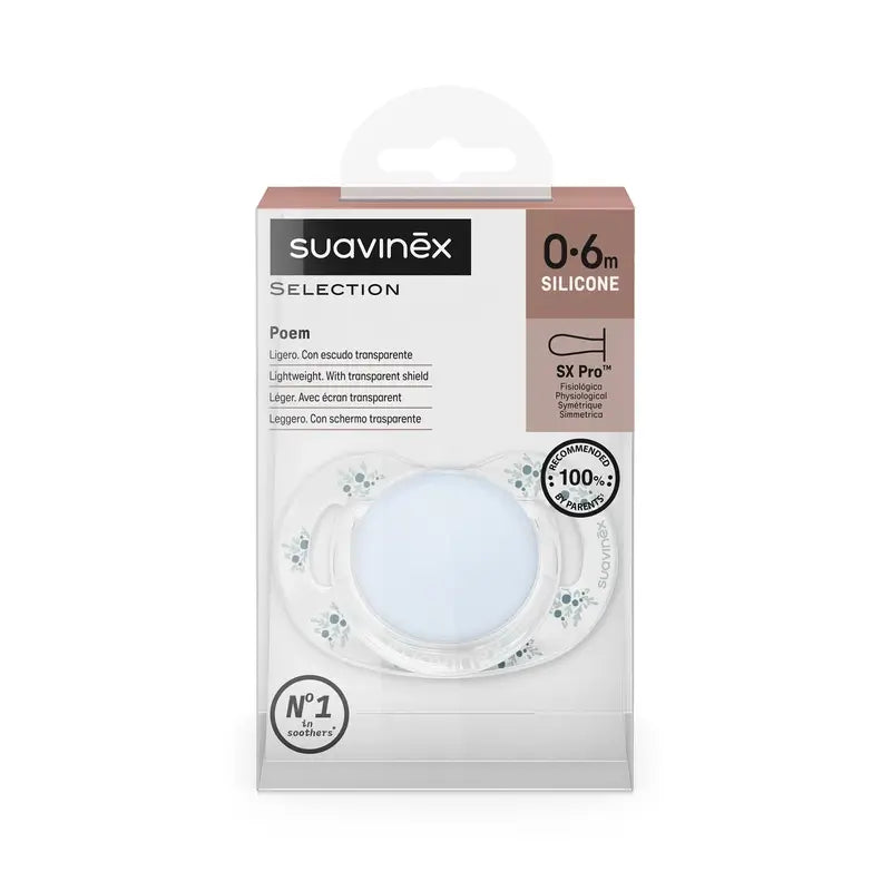 Suavinex Sucette Sx Pro 0/6 Mois, Bleu Poésie