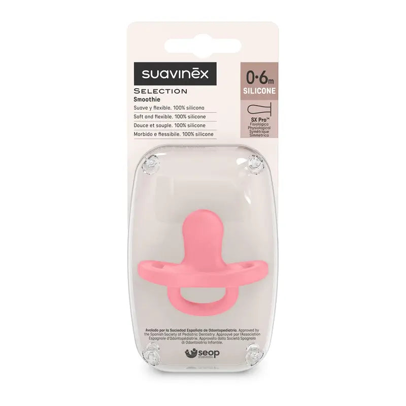 Suavinex Sucette tout silicone Physiological Sx Pro, 0/6 mois, Fuchsia