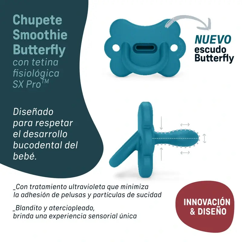 Suavinex Sucette All Silicone Soother Sx Pro, 0/6 mois, Irish Cream Butterfly