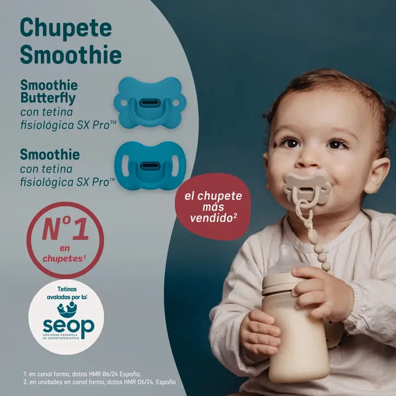 Suavinex Sucette All Silicone Soother Sx Pro, 0/6 mois, Irish Cream Butterfly