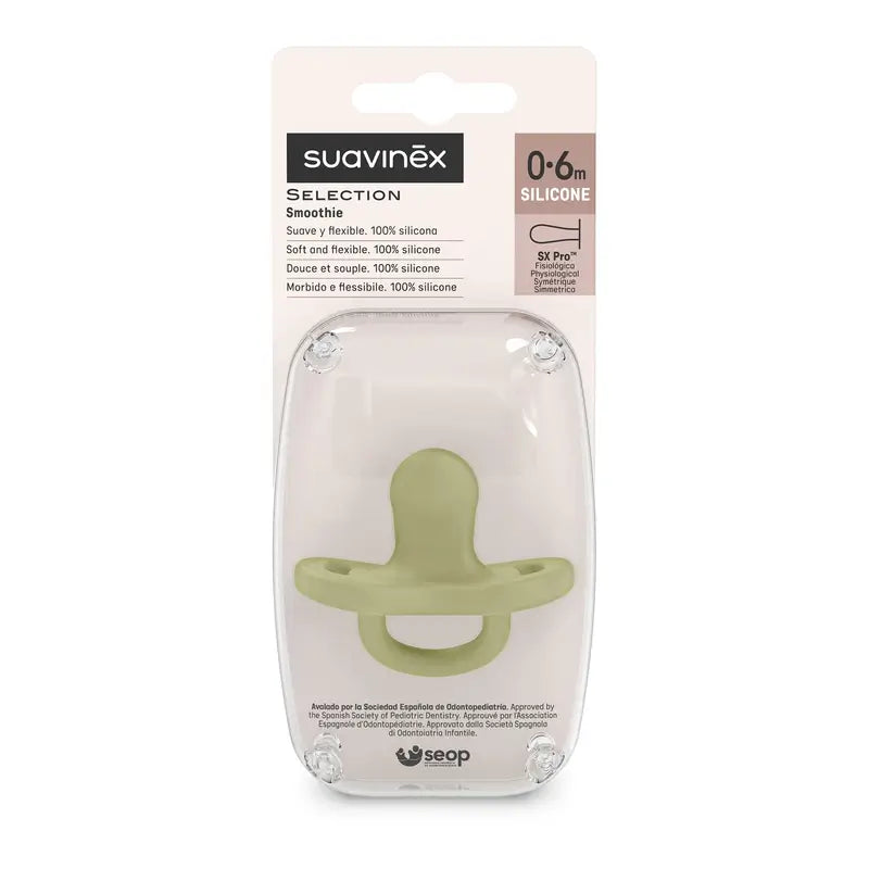 Suavinex Sucette en silicone Physiological Sx Pro, 0/6 mois, Turtle Green