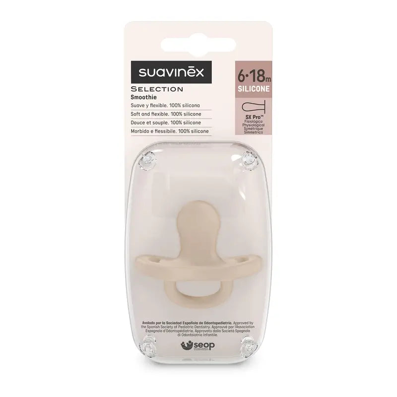 Suavinex Sucette All Silicone Soother Sx Pro, 6/18 mois, Irish Cream