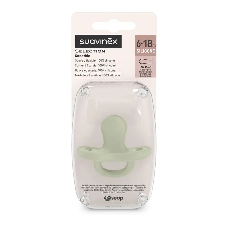 Suavinex Sucette Tout Silicone Physiologique Sx Pro, 6/18 Mois, Verte
