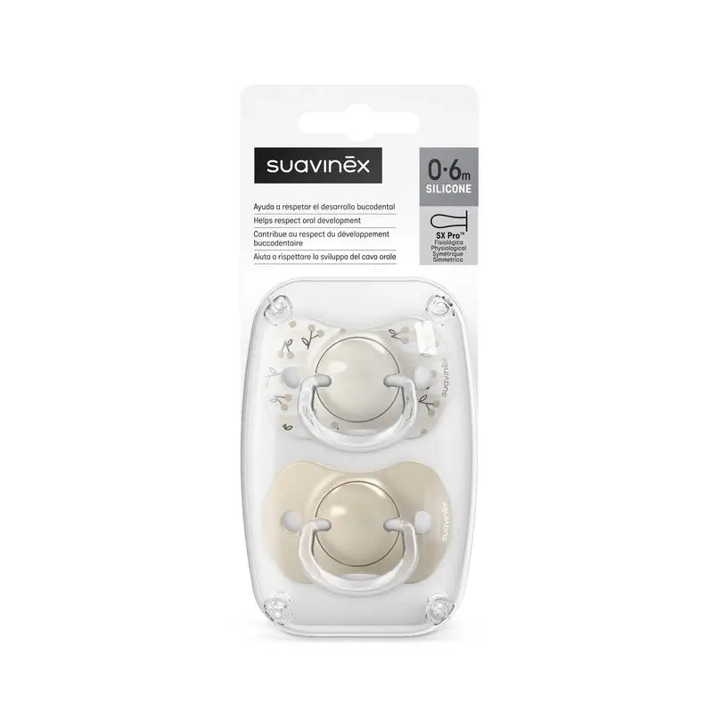 Suavinex Sucettes Sx Pro Teat 0/6 Mois Birdies Beige, 2 unités