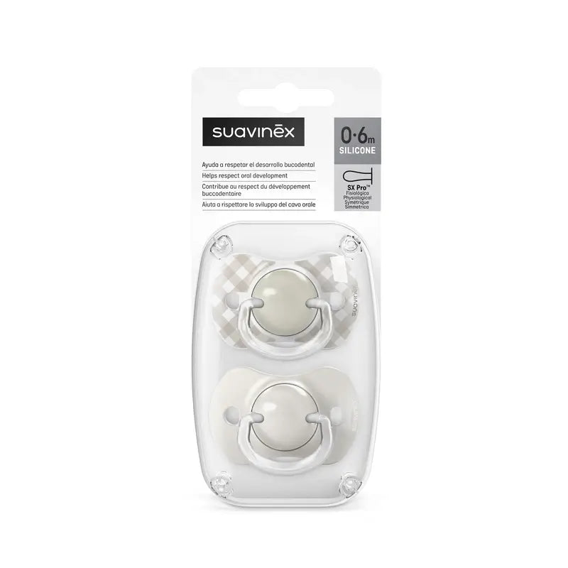 Suavinex Sucettes Sx Pro Teat 0/6 Mois Wild&Free Beige, 2 unités