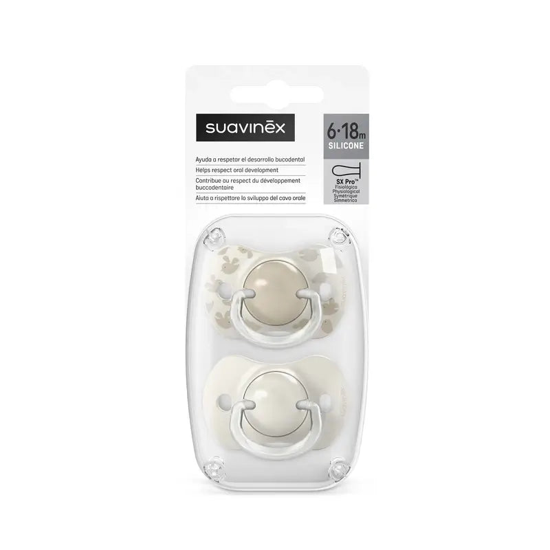 Suavinex Sucettes Tétine Sx Pro 6/18 Mois Birdies Beige, 2 unités
