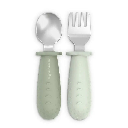 Couverts d'apprentissage Suavinex en acier inoxydable, +6 mois, vert