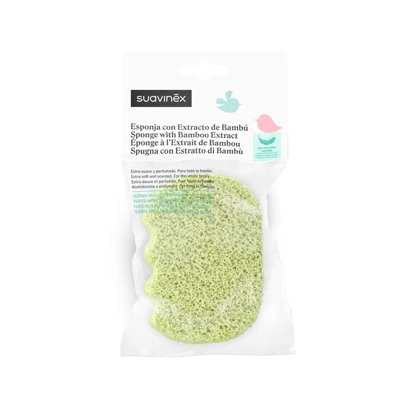 Suavinex Eponge de bain à l'extrait de bambou, +0 mois / familier
