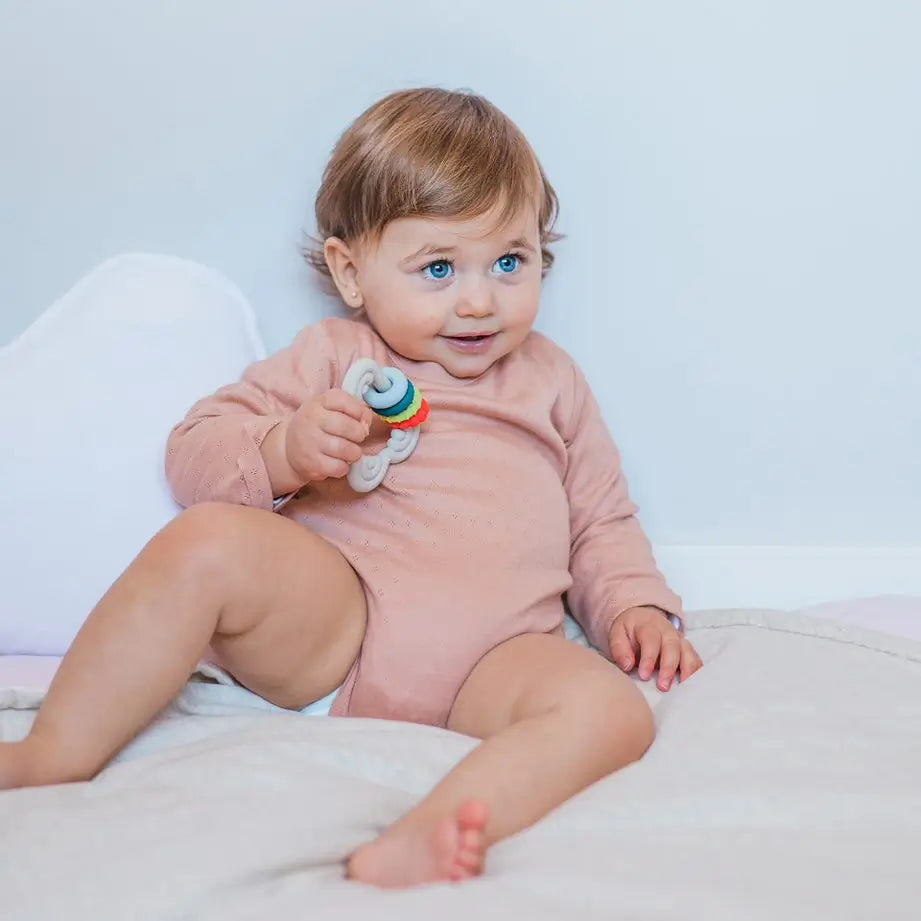 Suavinex Teether Jouet d'éveil en silicone +6 mois, nuage, bleu