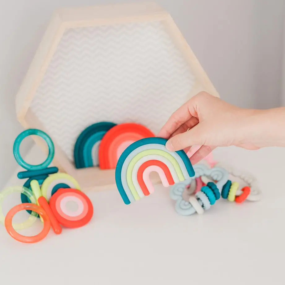 Suavinex Silicone Teether +0 Months, Rainbow, Blue