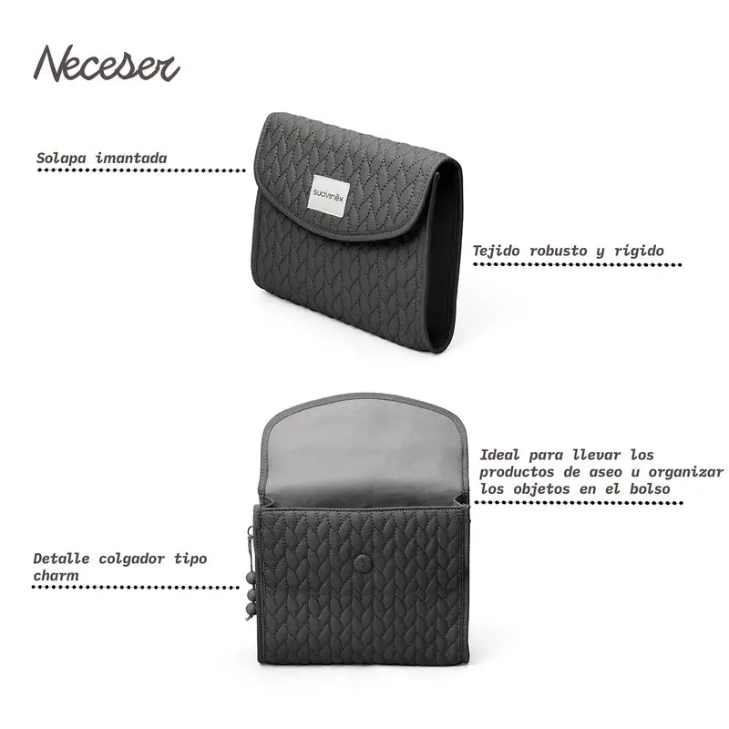 Trousse de toilette en tissu pour nouveau-né Suavinex, gris