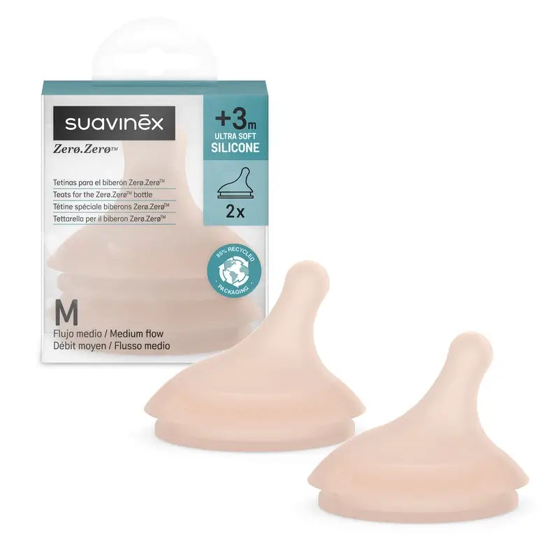 Suavinex 2 Pack 2 Tétines Zero Zero Medium Flow (M), +3 Mois, Medium