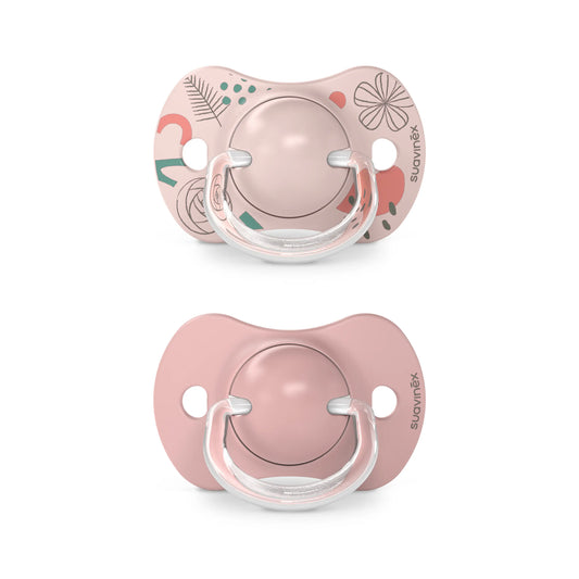 Suavinex Pack sucettes rose avec tétine physiologique en silicone Sx Pro, 6-18 mois, 2 unités