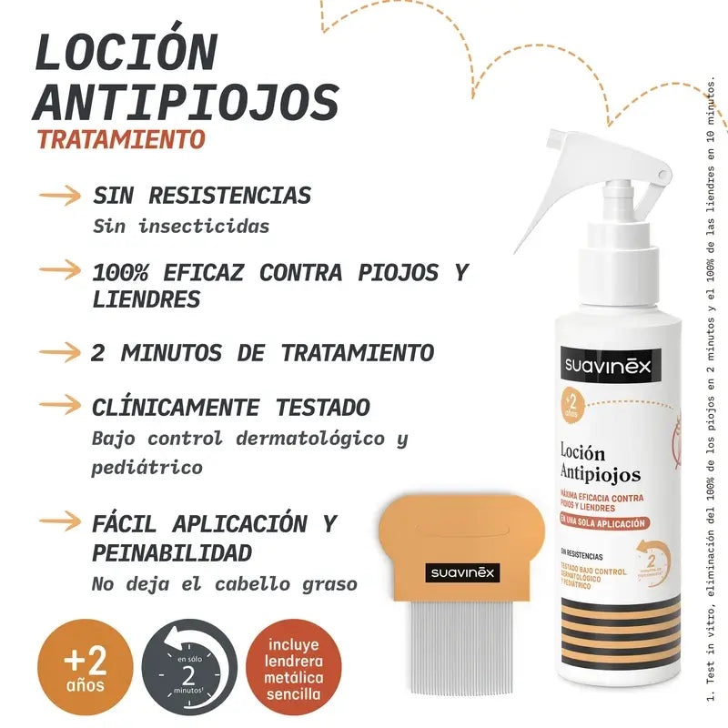 Pack Suavinex Lotion anti-poux 125 ml + Shampooing protecteur 250 ml + Répulsif anti-poux, +2 ans