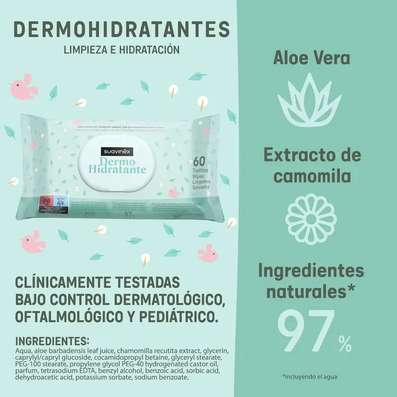 Suavinex Lingettes dermo-hydratantes, 25 unités